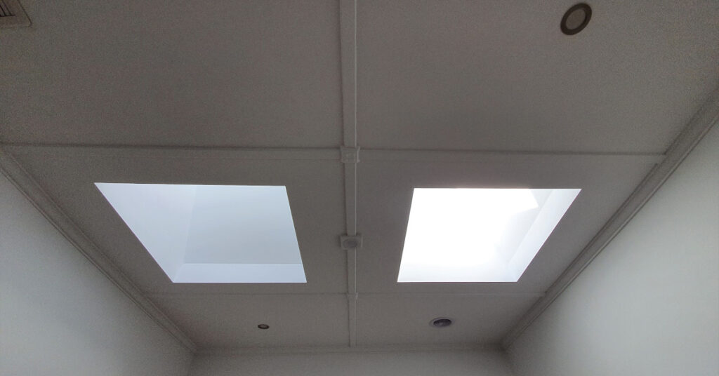 Ceiling skylights.