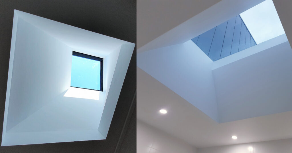 Ceiling skylights.