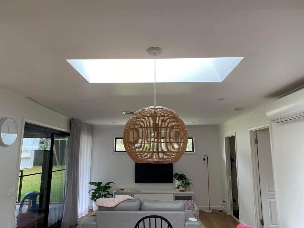 Skylight installed in living room