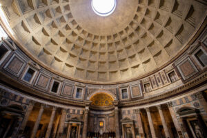Pantheon Circle Dome Interior in Rome Italy