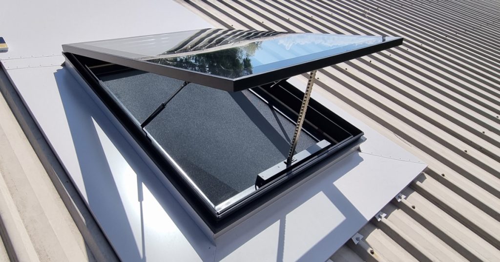 Operable skylight installed on the roof.