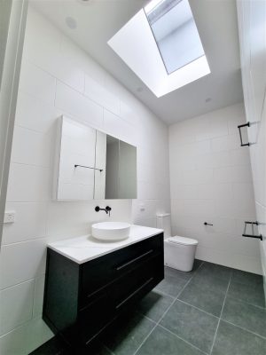 A skylight installed in the bathroom.