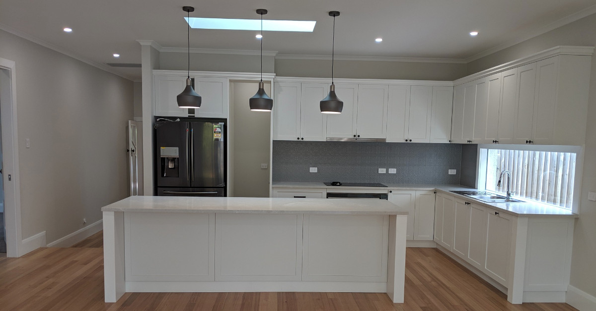 Skylight in kitchen ceiling.