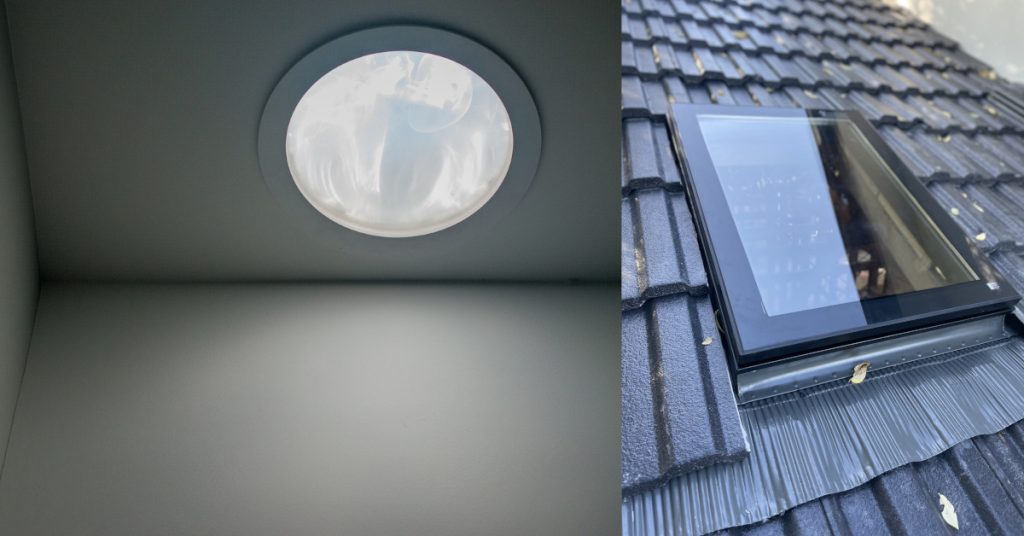 Round skylight vs flat fixed roof skylight.