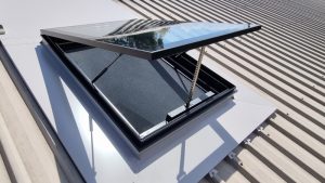 A ventilating skylight on the roof.