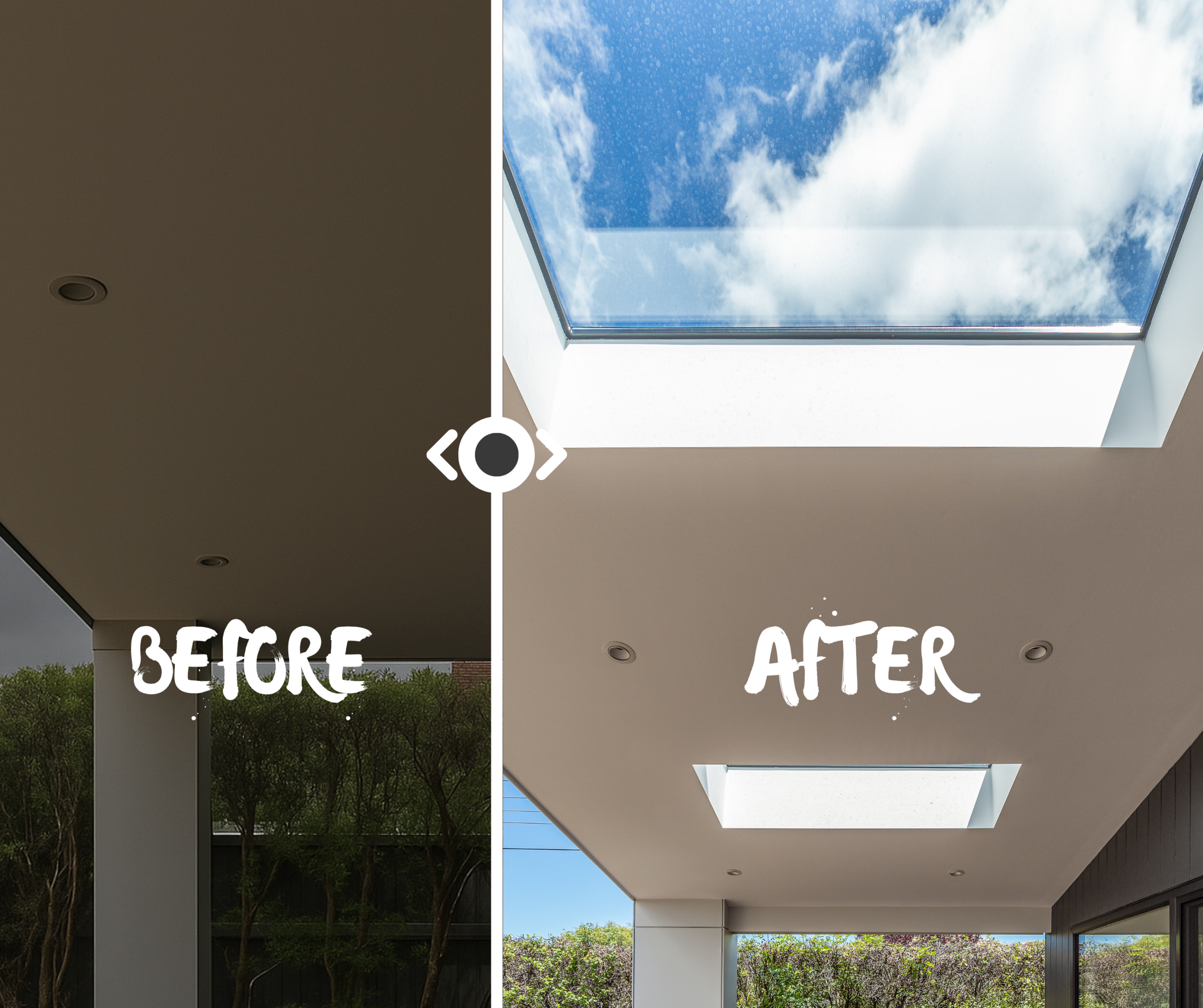 alfresco before and after skylight installed
