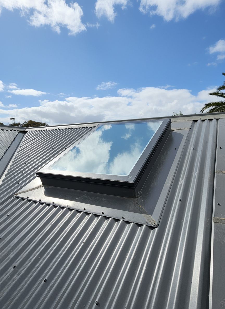 skylight on a metal roof